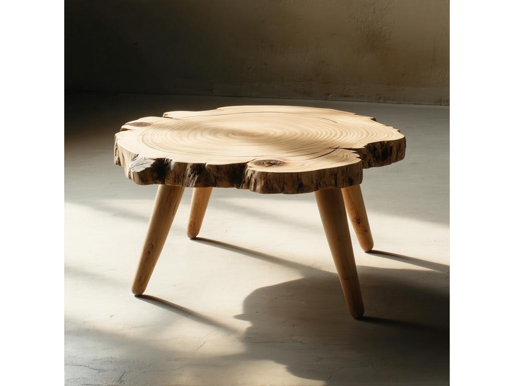 Mesa de centro con acabado natural